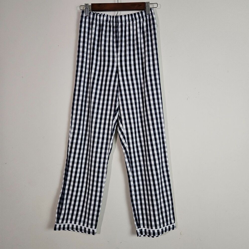 Petite Plume Boys Pajama Pants 14 Navy Blue Gingham Sleepwear Loungewear